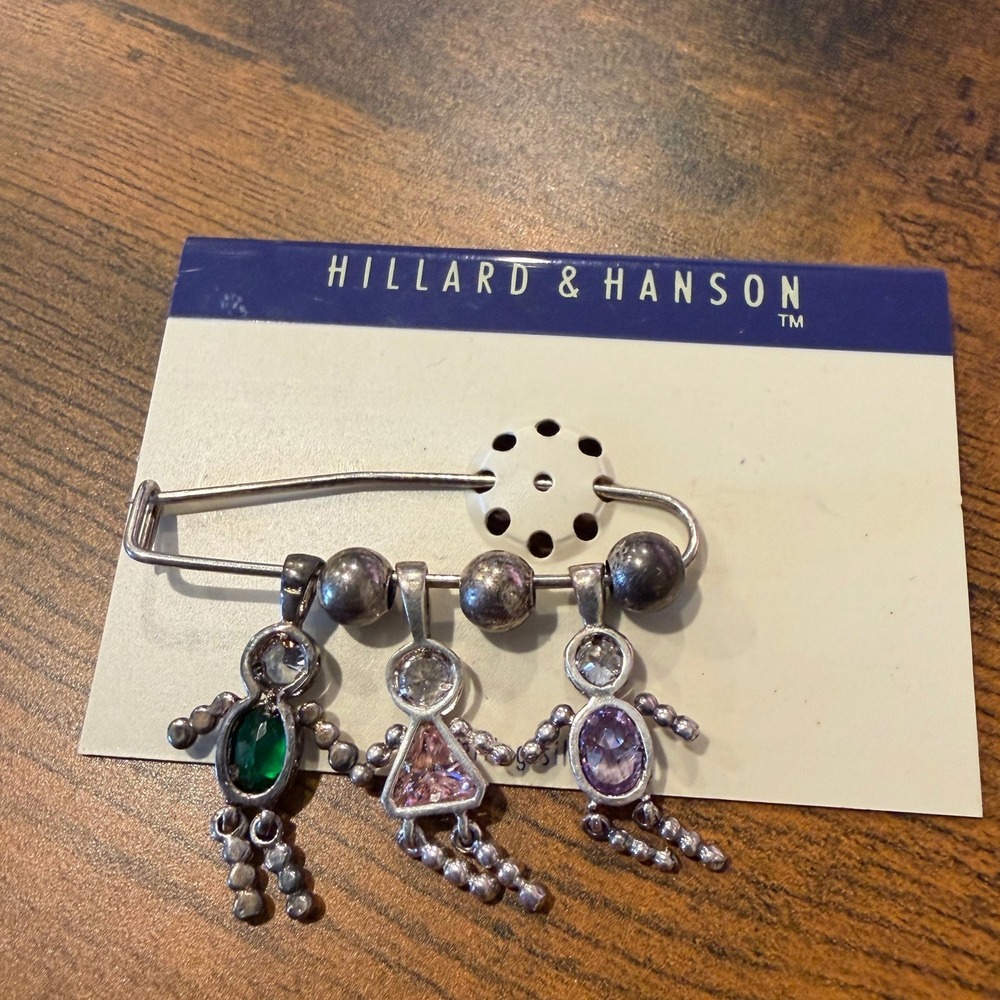 Hillard & Hanson Sterling Silver Stick Figure Family Pin Brooch Mervyns Vintage